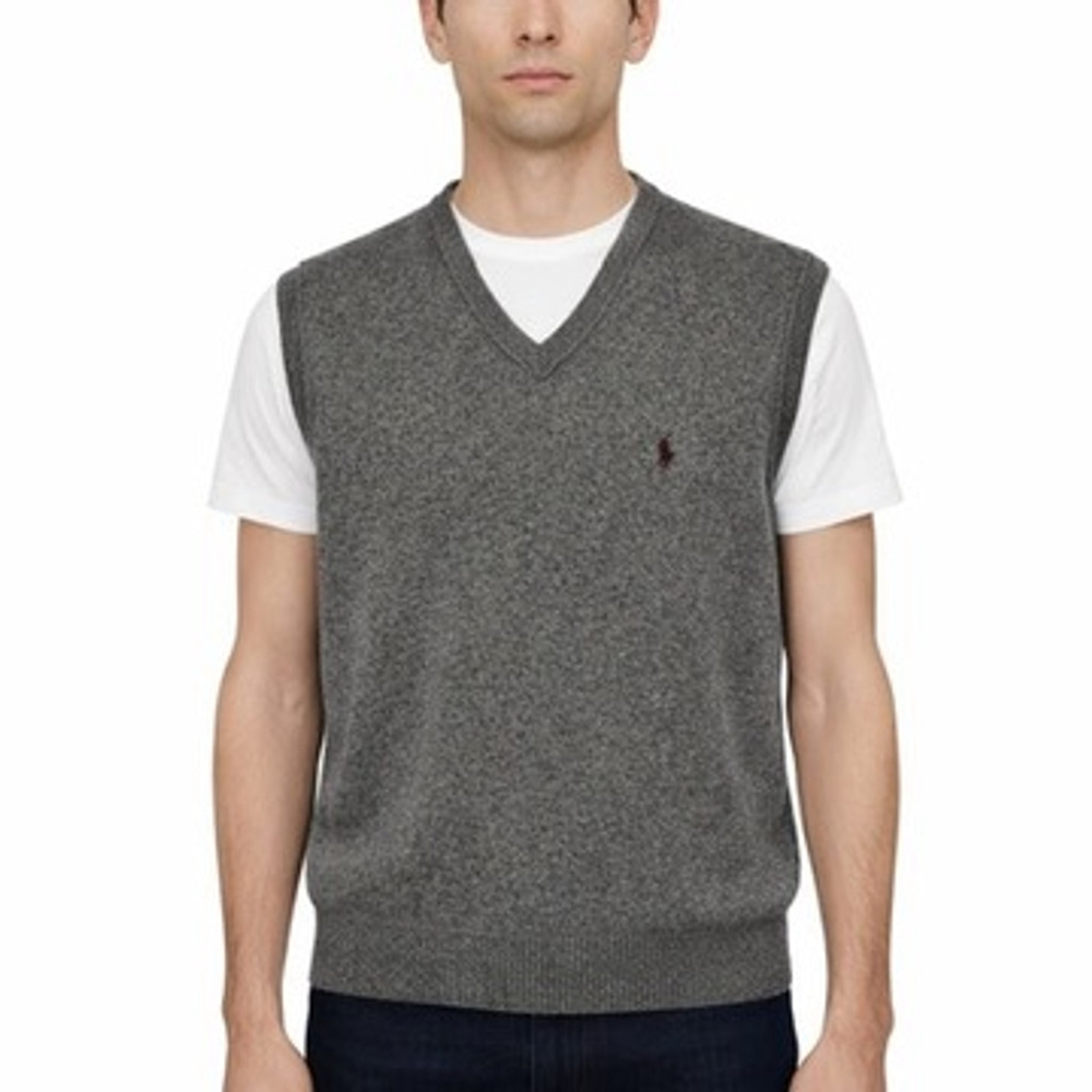 Polo Ralph Lauren 100% Lambswool Gray Sweater Vest Pony Mens size XL